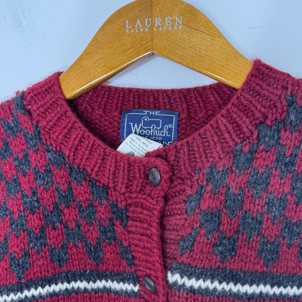 Vintage Woolrich Cardigan Sheep Design Women's Large‎ Red/Gray - Picture 3 of 9